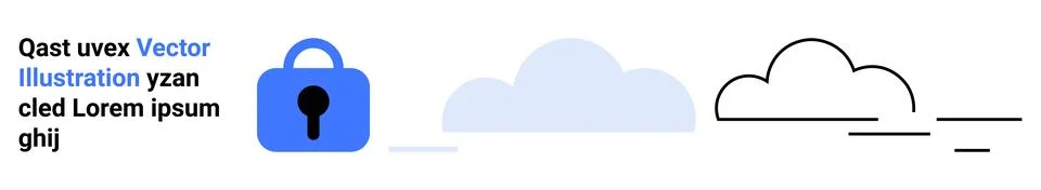 Modern Cloud Security Concept with Lock and Cloud Icons for Online Protection Illustrazione stock