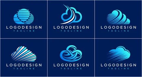 Modern cloud server logo design template. Collection of cloud logo vector. Stock Illustration