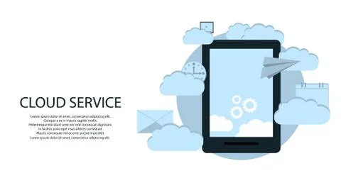 Modern cloud services and Cloud Computing Elements Concept. Devices connected Illustrazione stock