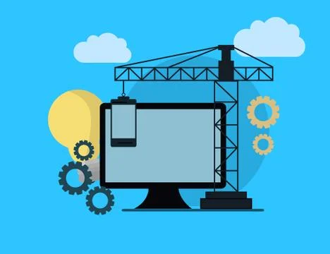 Modern cloud services and Cloud Computing Elements Concept. Devices connected Stock Illustration