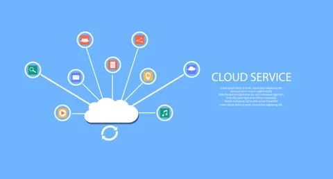 Modern cloud services and Cloud Computing Elements Concept. Devices connected イラスト素材