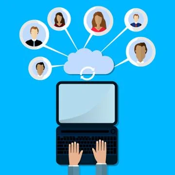 Modern cloud services and Cloud Computing Elements Concept. Devices connected Stock Illustration