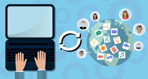 Modern cloud services and Cloud Computing Elements Concept. Devices connected イラスト素材