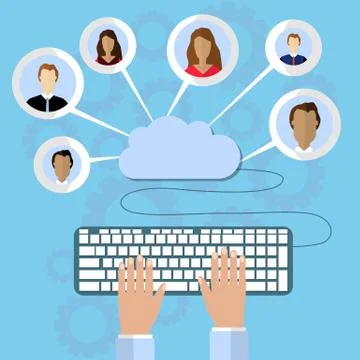 Modern cloud services and Cloud Computing Elements Concept. Devices connected Stock Illustration