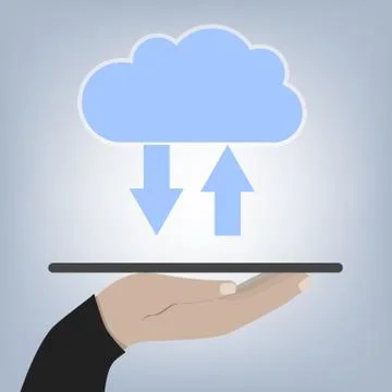 Modern Cloud Services and Cloud Computing Elements Concept. Flat Vector Illus イラスト素材