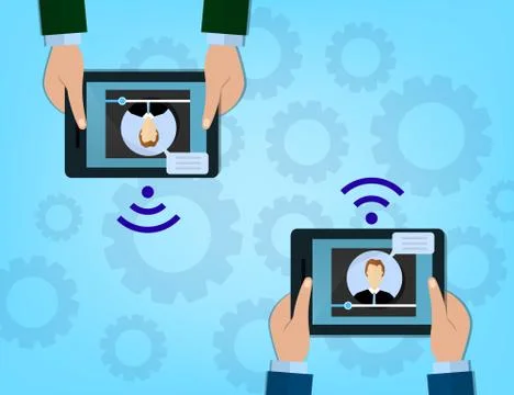 Modern Cloud Services and Cloud Computing Elements Concept. Flat Vector Illus Stock Illustration