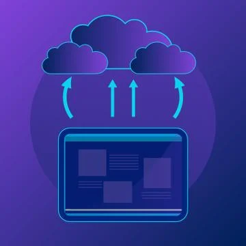 Modern cloud services and Cloud Computing Elements Concept. Device connected  Illustrazione stock