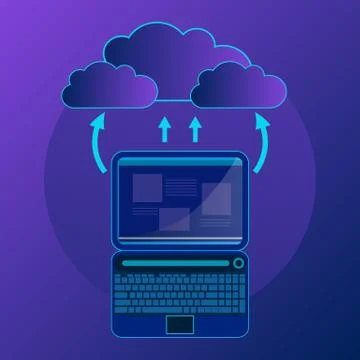 Modern cloud services and Cloud Computing Elements Concept. Device connected  스톡 일러스트