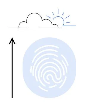 Modern Cloud Technology Integration Fingerprint Security and Connectivity 库存插图