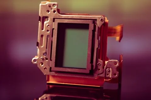 Modern CMOS  camera Image sensor. digital dslr camera cmos sensor removed fro Stock Photos