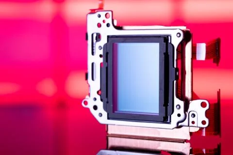 Modern CMOS  camera Image sensor. digital dslr camera cmos sensor removed fro Stock Photos
