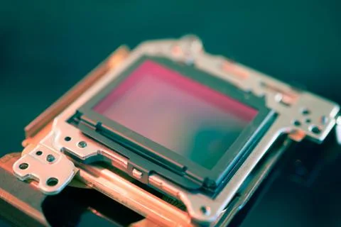 Modern CMOS  camera Image sensor. digital dslr camera cmos sensor removed fro Stock Photos