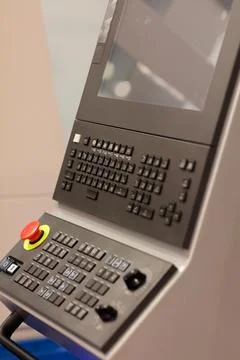 Modern CNC control console with touch screen Stock Photos