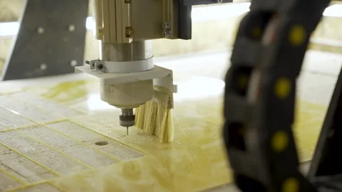Modern CNC cutting technology force is applied to the plastic horizontal plastic Stock Footage 260417447
