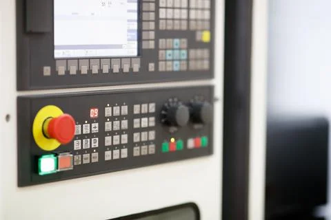 Modern CNC machine control operation panel Stock Photos