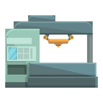 Modern cnc machine icon cartoon . Factory equipment Stock Illustration