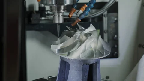 A modern cnc machine produces a piece of metal part using the milling method Stock Footage 278082319