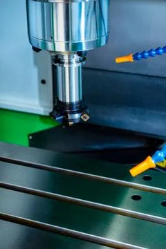 Modern CNC machine tool, face milling cutter close-up. Stock Photos