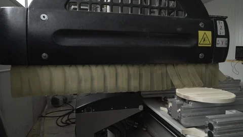 Modern cnc machine work processing for woodworking at workshop, tools close up. Stock Footage 87802401