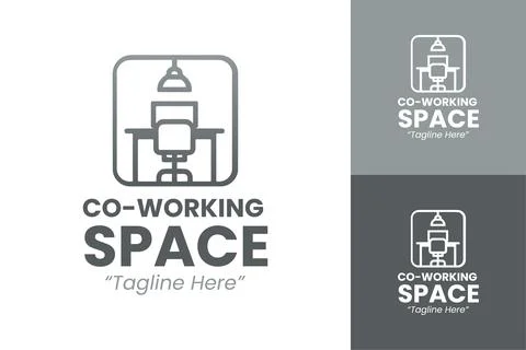 Modern Co-Working Space Logo Design in Grey Ilustração Stock