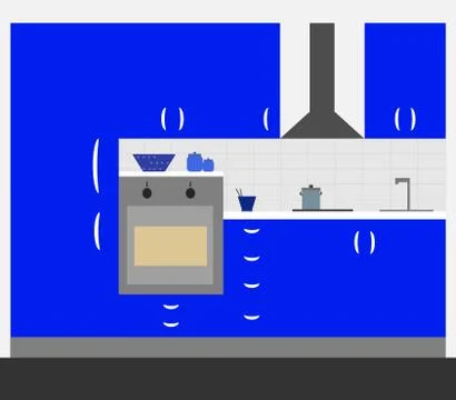 A modern cobalt blue kitchen Stock Illustration
