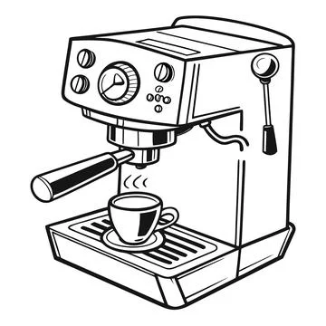 Modern Coffee Machine Icon on Clean White Background Stock Illustration
