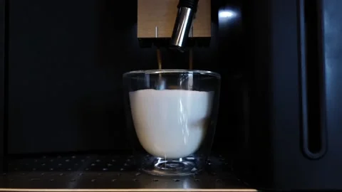 Modern Coffee Machine Making a Cappuccino Coffee 스톡 동영상 194012188