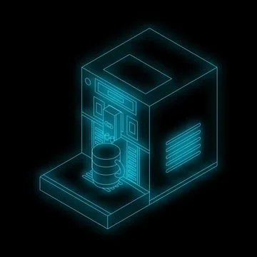 Modern coffee machine preparing a cup of coffee isometric view Stock Illustration