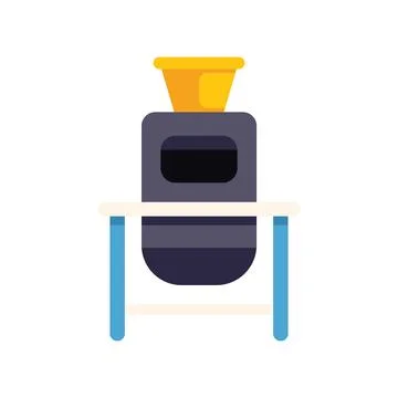 Modern coffee machine standing on a small table for brewing fresh espresso Stock Illustration