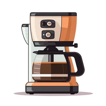 Modern Coffee Maker: Flat Style Vector Illustration Stock Illustration