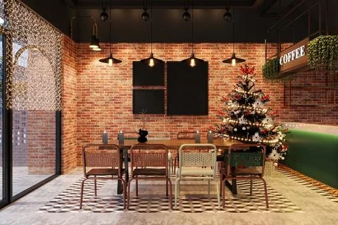 Modern coffee shop restaurant interior Stock Illustration