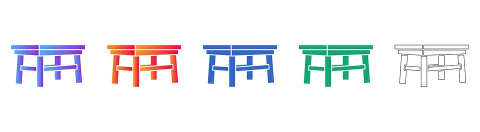 Modern Coffee Table Icon Collection Stock Illustration