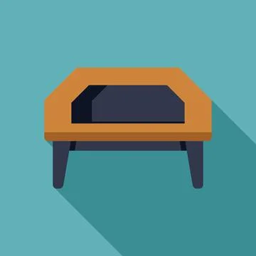 Modern coffee table standing on teal background with long shadow Stock Illustration