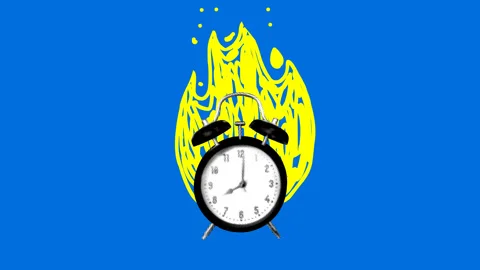 Modern collage with burning alarm clock. Deadline concept Stock Footage 329184976