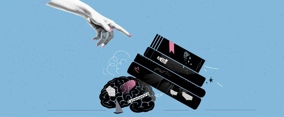 A modern collage with different textures. Concept metaphor on the theme of Stock Illustration