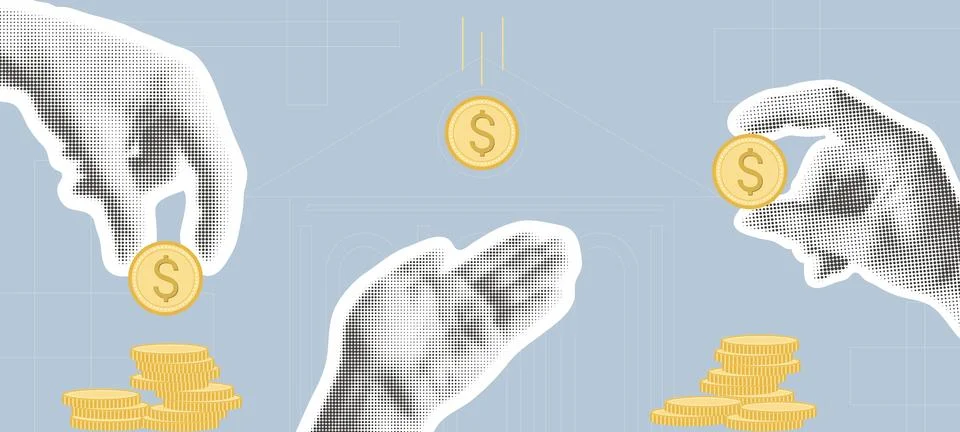 Modern collage on the topic of banking services Stock Illustration