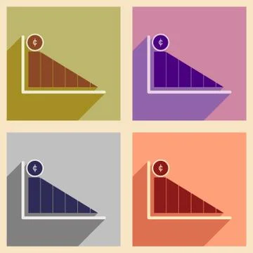 Modern collection flat icons with shadow economic graph Stock Illustration