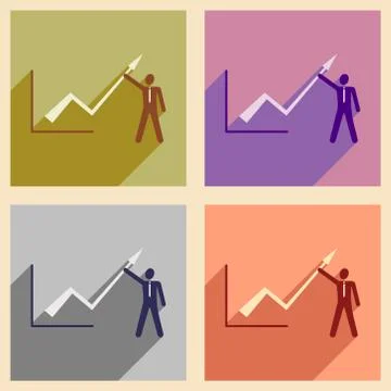 Modern collection flat icons with shadow Stock Illustration