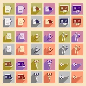 Modern collection flat icons with shadow economy Stock Illustration