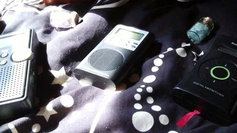 Modern collection of paranormal ghost box EVP communication radioshack 動画素材 247681832