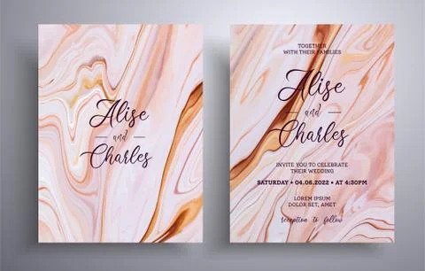 Modern collection of wedding invitations with stone pattern. Agate vector covers Stock Illustration