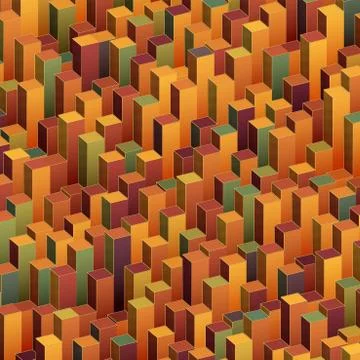 Modern colored cubes pattern 3d rendering digital illustration. Abstract art Stock Illustration