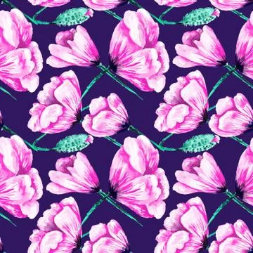 Modern Colored Poppy Pattern Ilustración de archivo