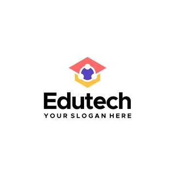 Modern colorful EDU TECH hat circuit Logo design Stock Illustration