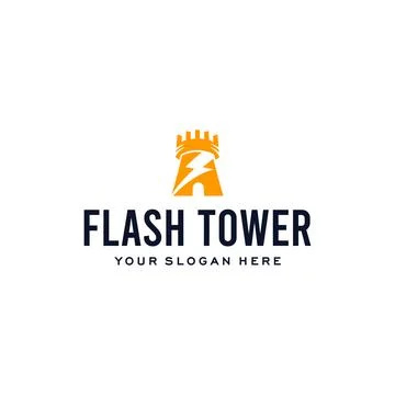 Modern Colorful FLASH TOWER lightning Logo design Stock Illustration