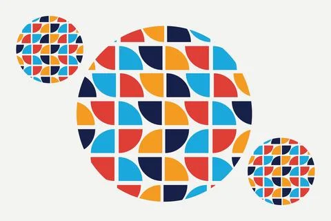 Modern Colorful Geometric Circle Background with Abstract Mosaic Pattern 스톡 일러스트