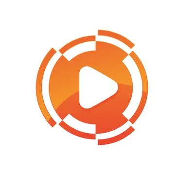 Modern colorful hal circles vector technology logo design or media logo Stock Illustration
