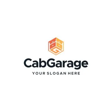Modern colorful initial G CABGARAGE logo design Stock Illustration