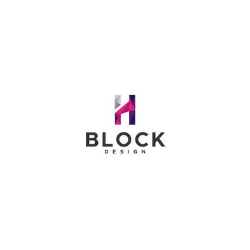 Modern colorful initial H BLOCK cut logo design Stock Illustration