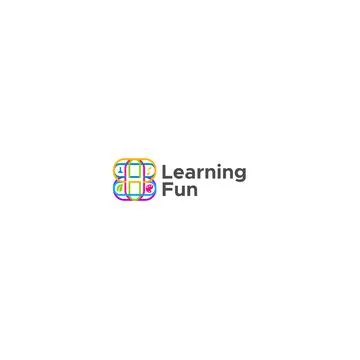 Modern colorful LEARNING FUN happy logo design Illustrazione stock